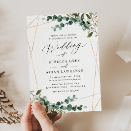 Modern Boho Botanical Greenery Gold Wedding Kaart