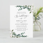 Modern Boho Botanical Greenery Wedding Kaart (Staand voorkant)