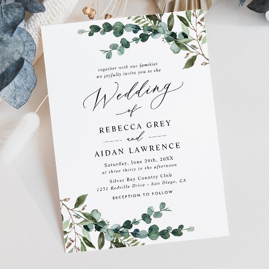 Modern Boho Botanical Greenery Wedding Kaart