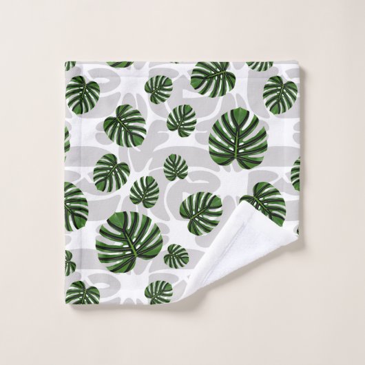 Modern Boho Botanical Leaves Pattern Bad Handdoek (Wasdoekje)