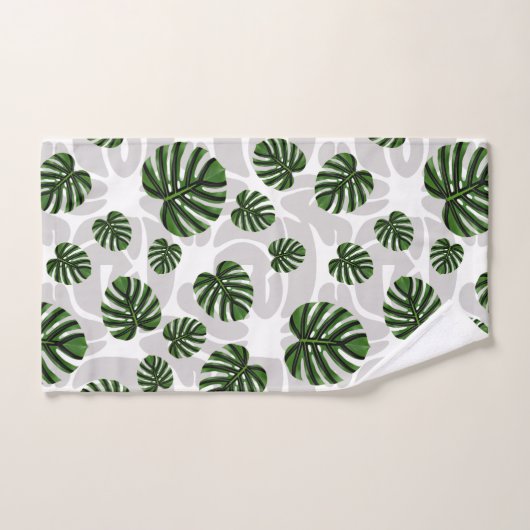 Modern Boho Botanical Leaves Pattern Bad Handdoek (Handdoek)