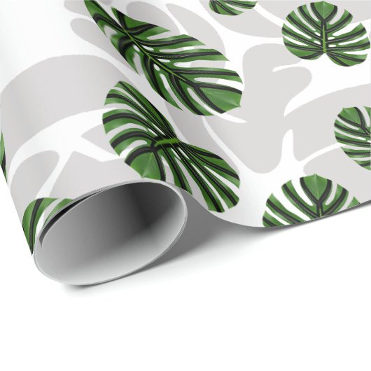 Modern Boho Botanical Leaves Pattern Cadeaupapier (Rol Hoek)