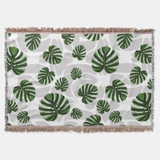 Modern Boho Botanical Leaves Pattern Deken (Voorkant)