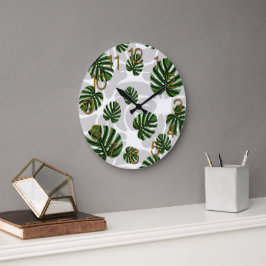 Modern Boho Botanical Leaves Pattern Grote Klok