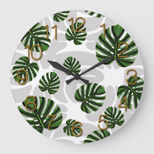 Modern Boho Botanical Leaves Pattern Grote Klok (Voorkant)