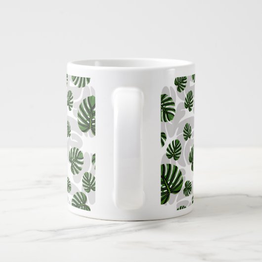 Modern Boho Botanical Leaves Pattern Grote Koffiekop (Achterkant)
