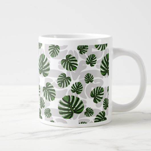 Modern Boho Botanical Leaves Pattern Grote Koffiekop (Rechts)