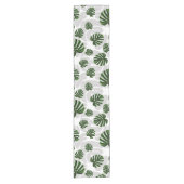 Modern Boho Botanical Leaves Pattern Korte Tafelloper (Voorkant)