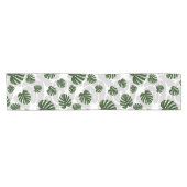 Modern Boho Botanical Leaves Pattern Korte Tafelloper (Horizontaal)