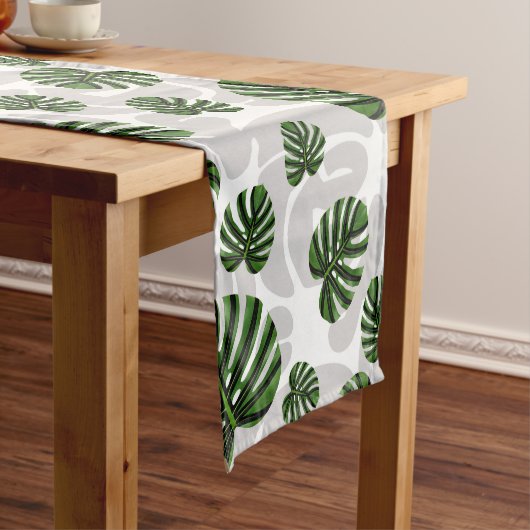 Modern Boho Botanical Leaves Pattern Korte Tafelloper (Voorbeeld)