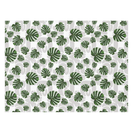 Modern Boho Botanical Leaves Pattern Tafelkleed (Voorkant (Horizontaal))