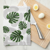 Modern Boho Botanical Leaves Pattern Theedoek (Quarter Fold)