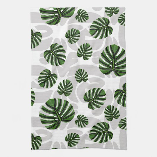 Modern Boho Botanical Leaves Pattern Theedoek (Verticaal)