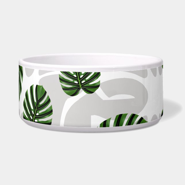 Modern Boho Botanical Leaves Pattern Voerbakje (Voorkant)