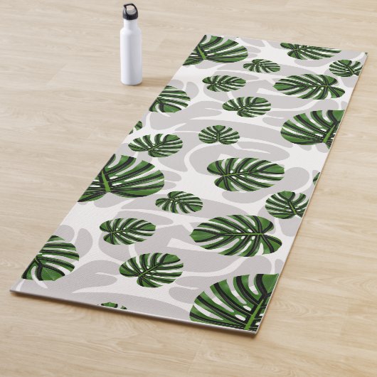 Modern Boho Botanical Leaves Pattern Yogamat (In situ)