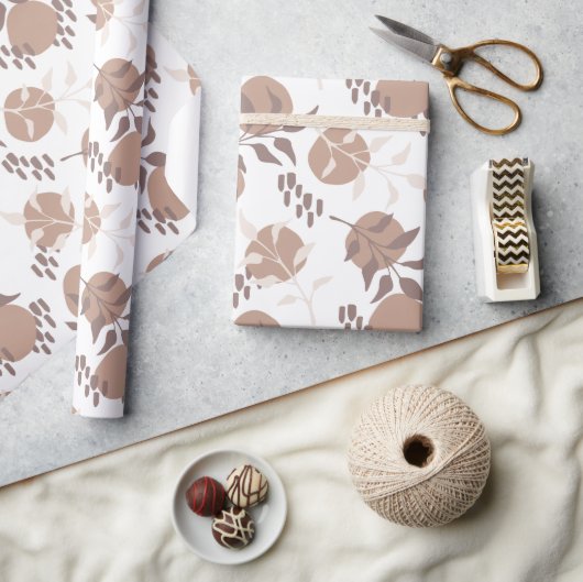 Modern Boho Botanical Neutral Color Pattern Cadeaupapier (Crafts)