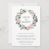 Modern Boho Botanical Roos Floral Wreath Wedding Kaart (Voorkant)