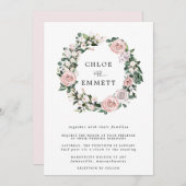 Modern Boho Botanical Roos Floral Wreath Wedding Kaart (Voorkant / Achterkant)