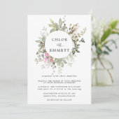 Modern Boho Botanical Wreath Wedding Kaart (Staand voorkant)