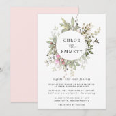 Modern Boho Botanical Wreath Wedding Kaart (Voorkant / Achterkant)