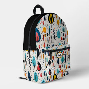 Modern Boho Botanisch Patroon Monogram Bedrukte Rugzak