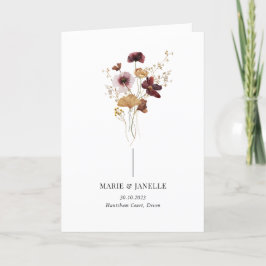 Modern Boho Bourgondië Wildflower Wedding Programm Programma