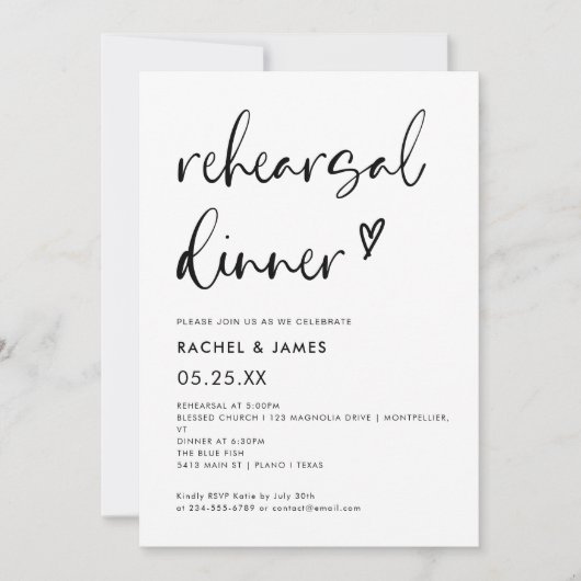 Modern Boho bruiloft repetitie diner Kaart (Voorkant)