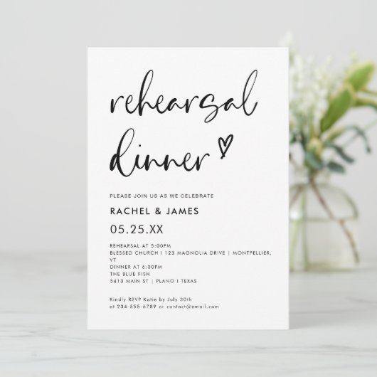 Modern Boho bruiloft repetitie diner Kaart (Staand voorkant)