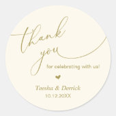 Modern Boho bruiloft Schattige Hart Dank u Cadeaus Ronde Sticker (Voorkant)