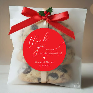 Modern Boho bruiloft Schattige Hart Dank u Cadeaus Ronde Sticker