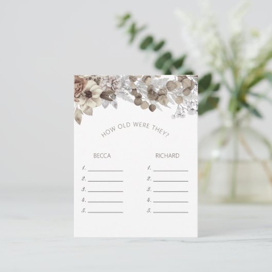 Modern Boho Bruiloftsspel Hoe oud waren ze  Briefkaart (Staand voorkant)