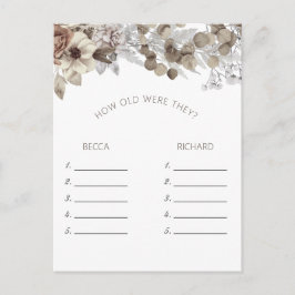 Modern Boho Bruiloftsspel Hoe oud waren ze Briefkaart