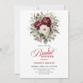 Modern Boho Burgundy Eucalyptus Gold Bridal Shower Kaart (Voorkant)