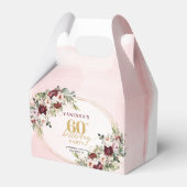 Modern Boho Burgundy Floral 60th Birthday Gift Box Bedankdoosjes (Voorkant Zijde)