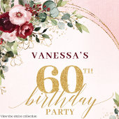 Modern Boho Burgundy Floral 60th Birthday Gift Box Bedankdoosjes