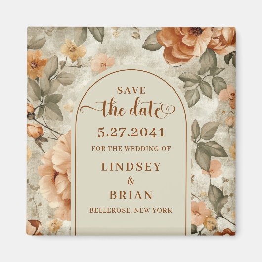 Modern Boho Burnt Orange Beige Sage Save the Date Magneet (Voorkant)
