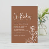 Modern Boho Burnt Oranje Terracotta Baby shower Kaart (Staand voorkant)