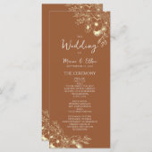 Modern Boho Burnt Oranje Wedding Programme Programmakaart (Voorkant / Achterkant)