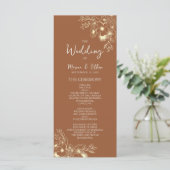 Modern Boho Burnt Oranje Wedding Programme Programmakaart (Staand voorkant)