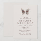 Modern Boho Butterfly Burgundy Taupe Wedding Kaart (Voorkant / Achterkant)