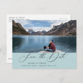 Modern Boho Calligrafie Foto opslaan Datum Aankondigingskaart (Voorkant / Achterkant)