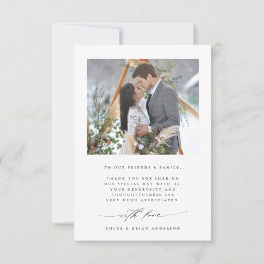 Modern Boho Calligraphy 2 Photo Wedding Bedankkaart (Achterkant)