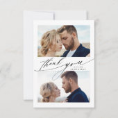 Modern Boho Calligraphy 3 Photo Wedding Bedankkaart (Voorkant)