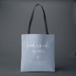 Modern Boho Calligraphy Dusty Blue Bridesmaid Tote Bag<br><div class="desc">Modern Boho Calligraphy Dusty Blue Bridesmaid Canvas tas</div>