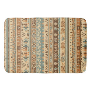 Modern Boho Camel Brown Turquoise Badmat