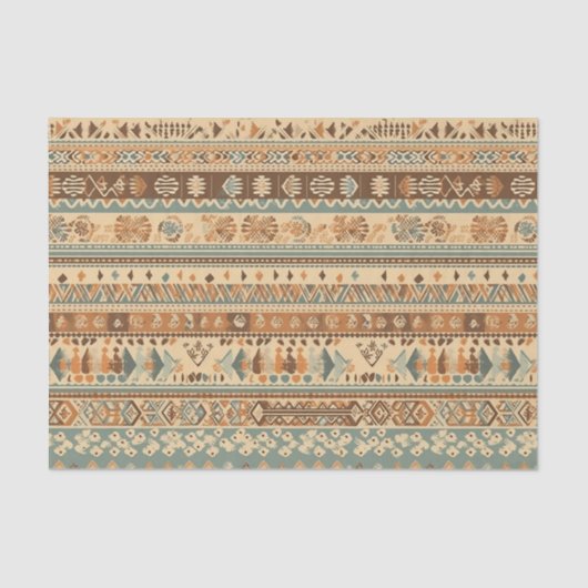 Modern Boho Camel Brown Turquoise Tissuepapier (Voorkant)
