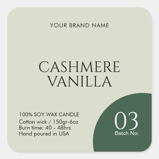 Modern boho candle label sticker (Voorkant)