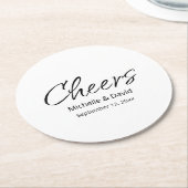 Modern Boho Casual Script Trouwen Eenvoudig Ronde Kartonnen Onderzetter (Gebogen)