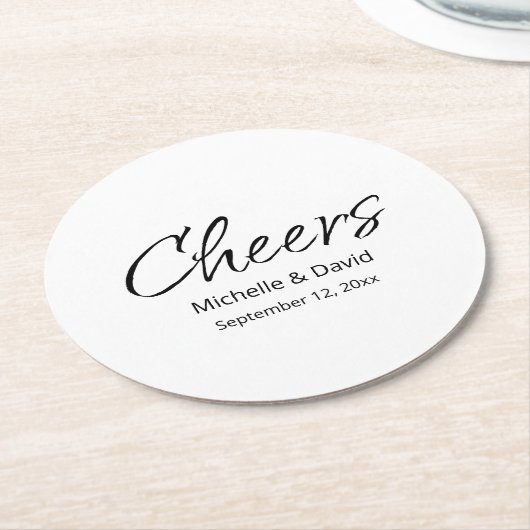 Modern Boho Casual Script Trouwen Eenvoudig Ronde Kartonnen Onderzetter (Gebogen)