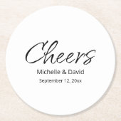 Modern Boho Casual Script Trouwen Eenvoudig Ronde Kartonnen Onderzetter (Voorkant)